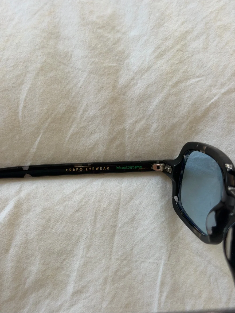 Crap eyewear Black Tortoiseshell Rectangle Sunglasses with Blue Lenses